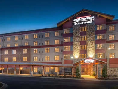 Front of the Angel of the Winds Hotel